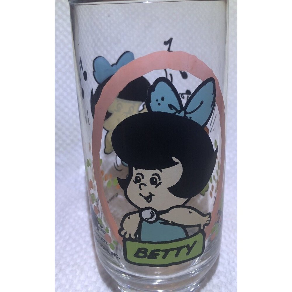 VTG 1986 Betty Rubble Flintstone Kids Pizza Hut Collector Glass Tumbler